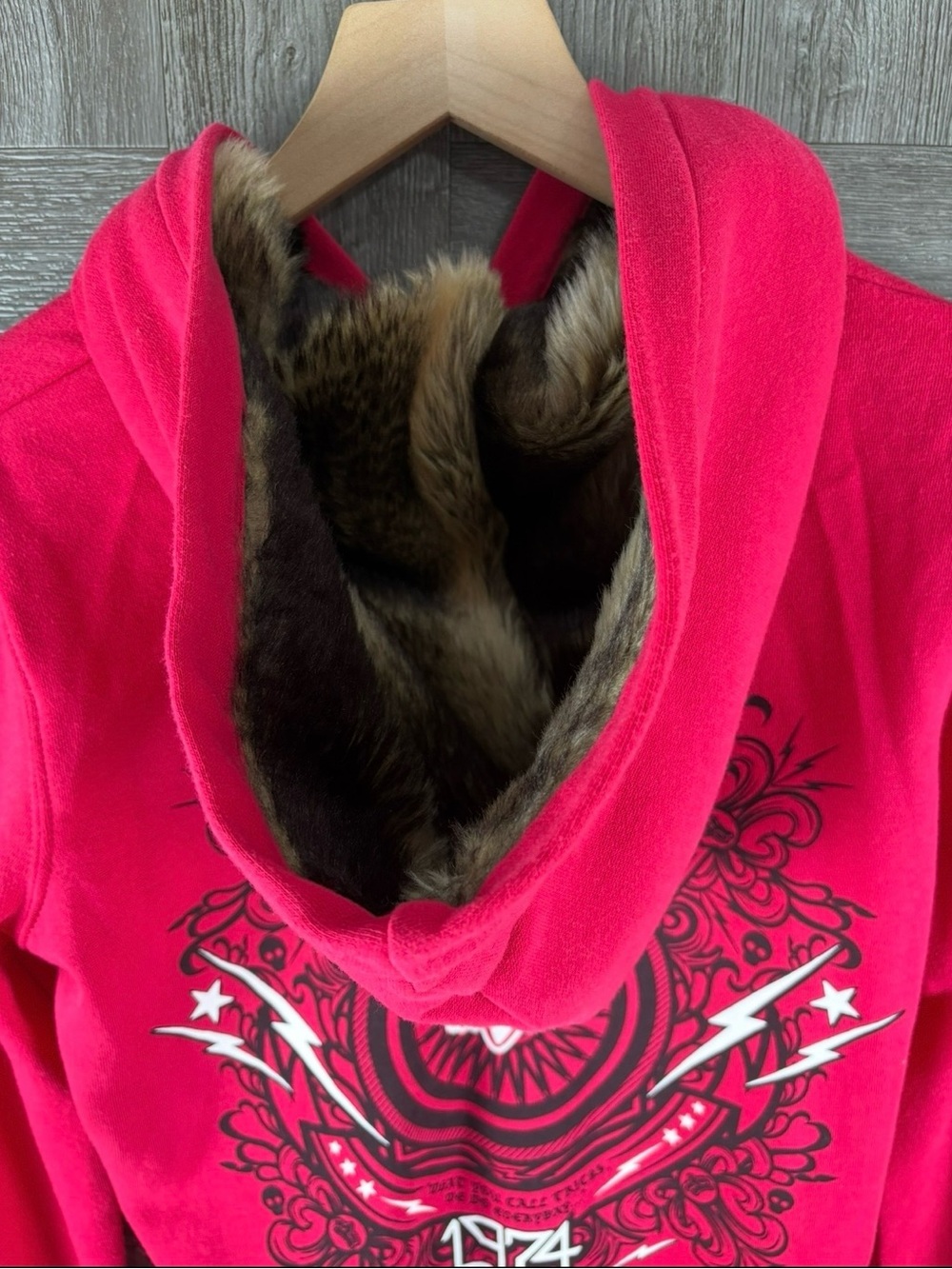 Fox Racing Women’s Vintage Y2K Hot Pink Zip-up Soft Faux-fur Lined Hood Retro - Picture 9 of 13